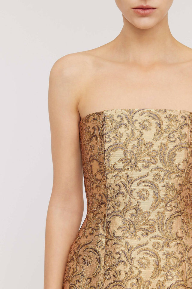 Scanlan Theodore - Scanlan Theodore Brocade Dress in Gold