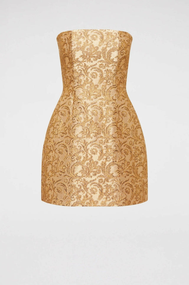 Scanlan Theodore - Scanlan Theodore Brocade Dress in Gold