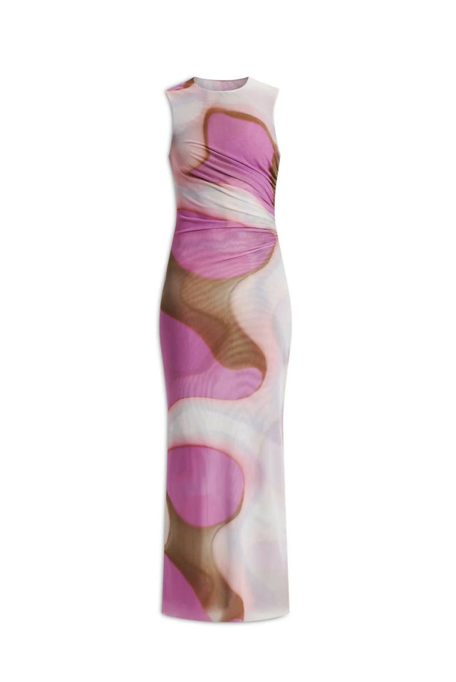 Scanlan Theodore - Scanlan Theodore Italian Watercolour Print Dress in Pink/Tan