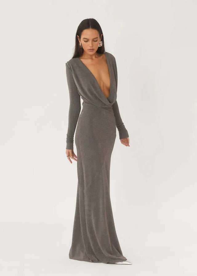 Arcina Ori Jen Maxi Dress in Metallic Silver