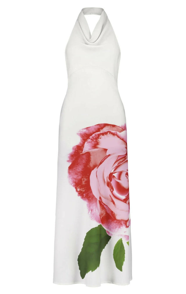 With Harper Lu Cowl Slip Dress White Rose