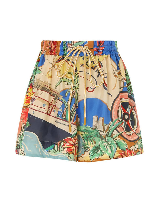 Zimmermann - Zimmermann Alight Short Sleeve Shirt and Draw Waist Short in Nautical Map