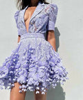 Zimmermann - Zimmermann High Tide Lace Blouse & Flip Mini Skirt Set Periwinkle