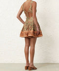 Zimmermann - Zimmermann Junie Panelled Mini Dress in Sage/Brown Floral