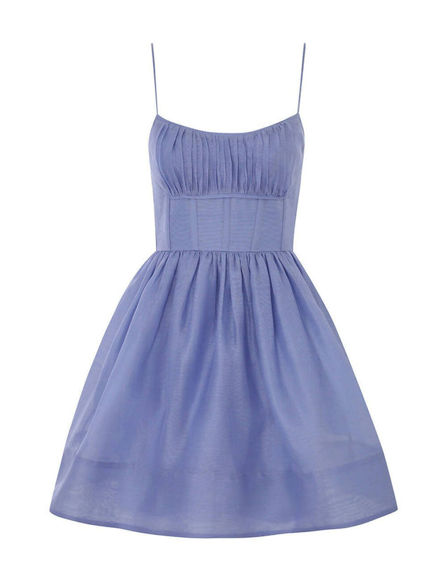 Zimmermann - Zimmermann Natura Ruched Mini Dress in Iris